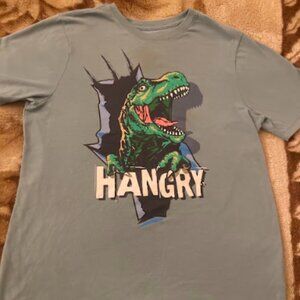 Wonder Nation Boys "Hangry" T-Rex T-Shirt Blue Dinosaur Graphic Tee XXL (18)